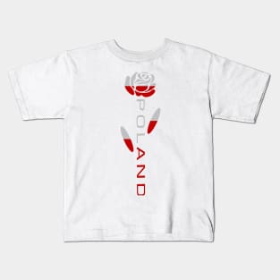 Poland Flag Rose Flower Kids T-Shirt